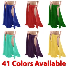 Chiffon 2 Layer 2 Front Slit Skirts Full Circle Belly Dance Tribal Flamenco JUPE