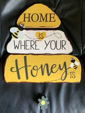 "Home Is Where Your Honey Is"  Hanging Wooden Wall Decor