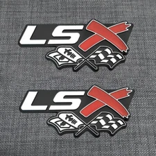 For LSX Flag Emblem Chrome Red 3D Badge Decal -2Pc