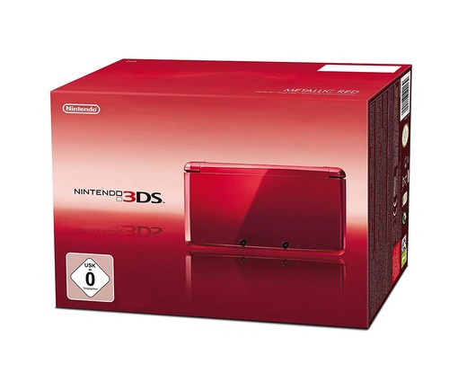 Nintendo 3DS - Konsole #Metallic Red / Rot + Stromkabel UK mit OVP