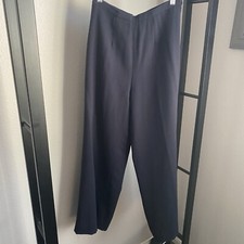 Greta Garbo Womens Wool Wide Leg Pants Fully Lined Zip Navy Sz 4 Made in Italy