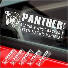 5 x Stickers Panther GPS Tracking Device Security Warning Car Alarm Tracker WHT