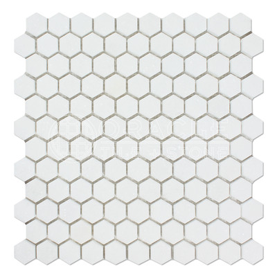 Thassos White Greek Marble 1 inch Hexagon Mosaic Tile