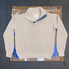 Men  s Size Large Weatherproof Vintage Beige Cable Knit Sweater Button Pullover