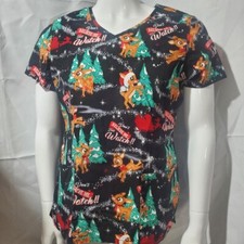 Rudolph the Red Nosed Reindeer Womens Scrub Size M Don  t Believe Me Just Watch