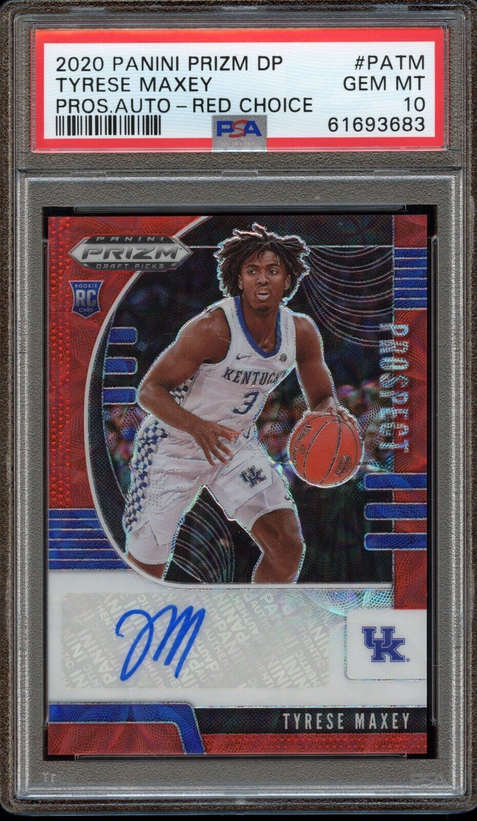 2020 PRIZM DRAFT PICKS TYRESE MAXEY RC RED CHOICE /88 AUTO PSA 10 GEM MT