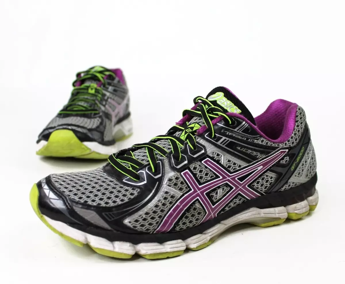 Asics Women s GT 2000 2 Running Sneakers Black Orchid Flash Yellow Size 10