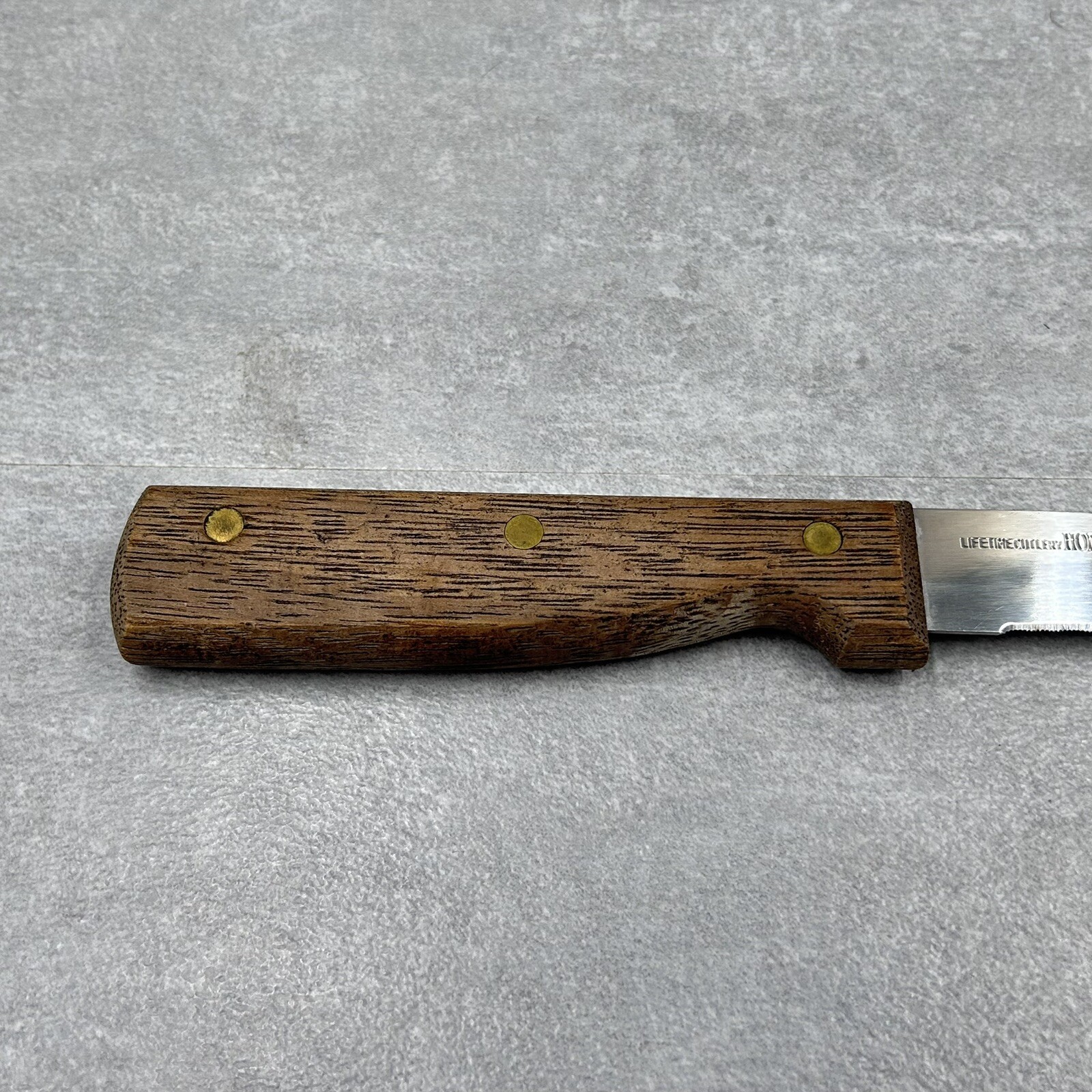 Vintage OLD HOMESTEAD Chef Knifes Wood Handle 8" Blade Cutlery Taiwan Lot of 2