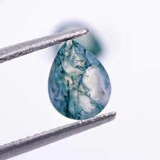 Natural Moss Agate Faceted Cut Pear 6X4mm Loose Gemstone Engagement Gift 1 Ct.