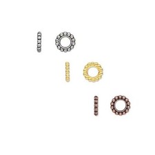 6 Big Hole 9mm x 2mm Round European Rondelle Spacer Beads Plated Pewter Metal