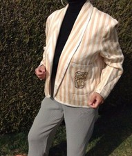 Charles Jourdan Jacket Ladies Size 12 Uk Striped Made In France Rrp £350