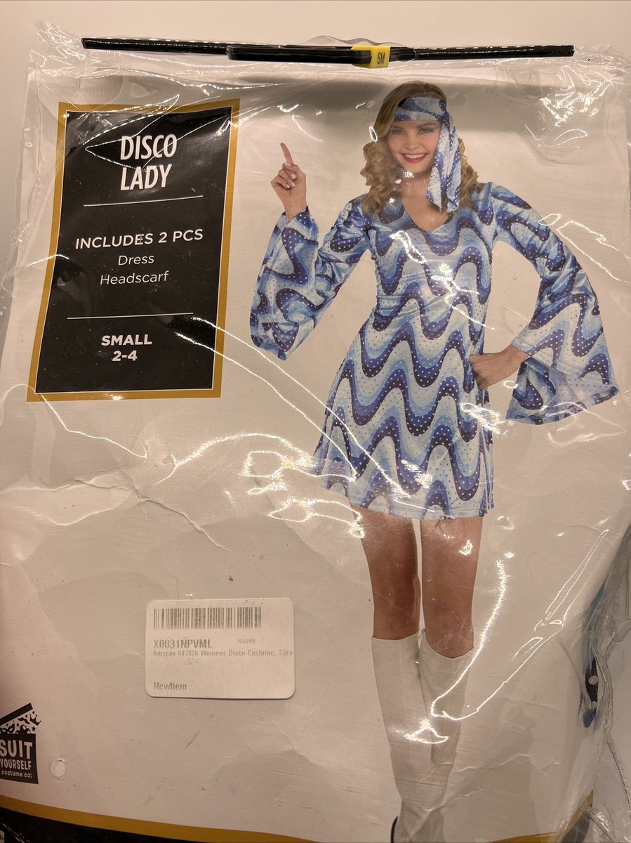 Womens Ladies Hippie Disco 60s 70s Blue Go Go Dancer Fancy Dress Party  Costume | eBay