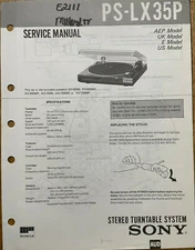 SONY PS-LX35P STEREO TURNTABLE SYSTEM ORIGINAL SERVICE REPAIR MANUAL
