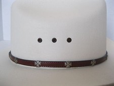 Leather Hat Band LC-86 - Cross Conchos  Buckle - Brown