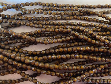 Czech Fire Polished 3mm round faceted glass beads - Goldenrod Picasso