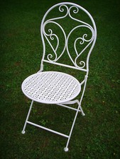 Garten Balkon Möbel Stuhl Bistrostuhl klappbar weiß Metall  landhauswelt