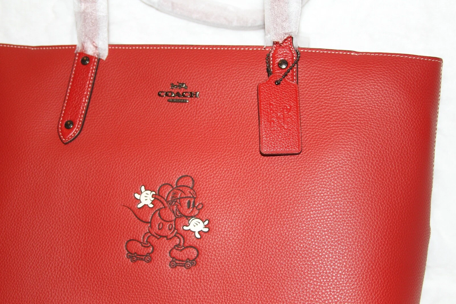 ? Borsa Coach Disney Topolino Centrale Borsa a mano grande in pelle nuova con etichetta