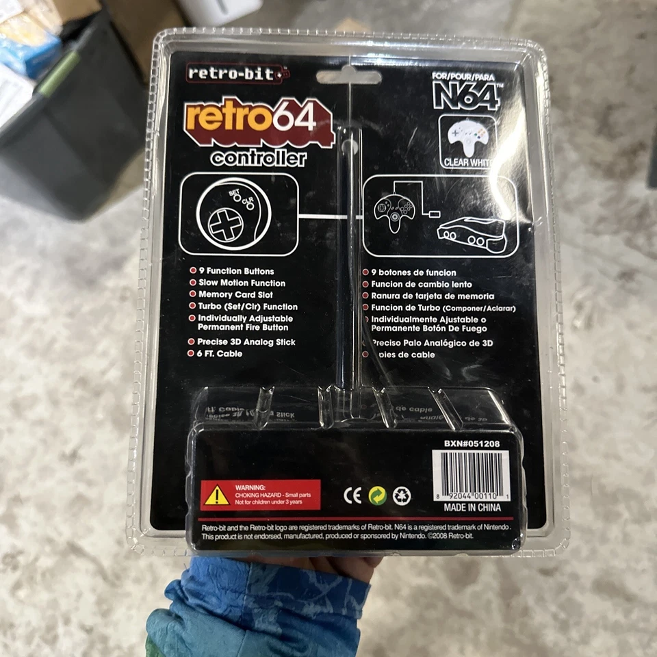 Retro-Bit N64 Tribute Retro 64 Wired Controller CLEAR WHITE MODEL - Image 2 of 2