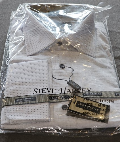 Steve Harvey COLLECTION Mens Size 17 34-35 Long Sleeve Button Up Dress Shirt NWT
