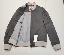 $1295 New LUCIANO BARBERA Baseball Jacket SMALL 38 EU 48 Gray Green COTTON Nylon