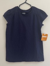 Gymboree Kids Girls Pleated Shoulder 100 Cotton Crew Neck T-Shirt Navy S NWT