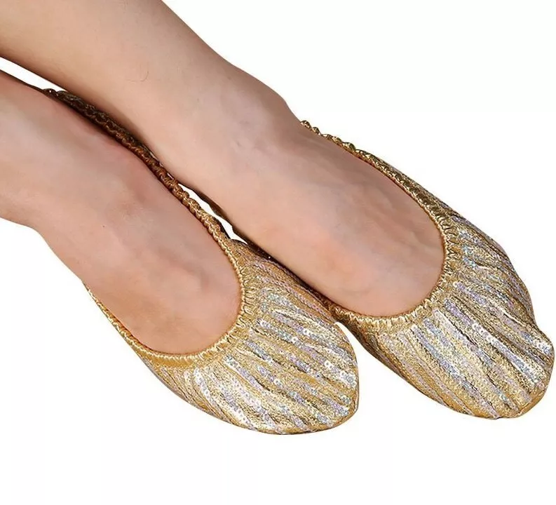 Women Belly Dance Shoes Shinny Soft Comfortable Cotton Stretchable