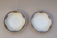 2 Dessert Fruit Sauce Bowls ACC2 Auguste Mouzin China Blue Band Gold Germany