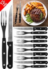12 tlg Steakbesteck Set Edelstahl Steak Messer Gabel Grillbesteck Pizza Besteck