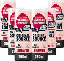 Original Source Vanilla Raspberry Shower Gel 6x250ml Vegan Bulk Buy Paraben Free 5.30 per litre