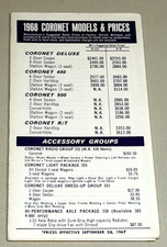 1968 Dodge Coronet Models Prices Pocket Guide Sales Brochure Factory Options 1968 Dodge Coronet Models Prices Pocket Guide Sales Brochure Factory Options