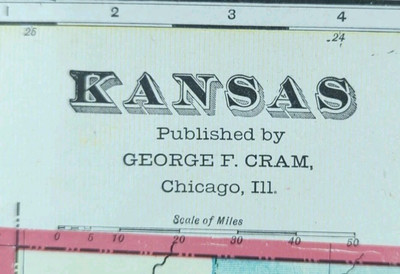 Vintage 1903 KANSAS Map 22''x14'' ~ Old Antique Original TOPEKA SHAWNEE COUNTY KS