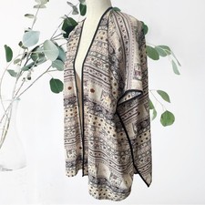 Boho Print Neutral Colors Open Kimono OS