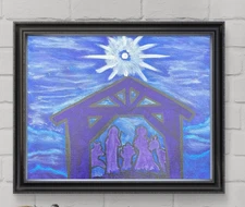 Abstract Expressionism Original Art Holy Night - 11x14 Canvas Design Home Art