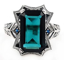 10CT Natural Apatite 925 Solid Sterling Silver Nouveau Look Ring Sz 6,7,8 AZ2