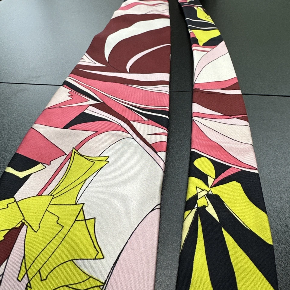 Gravata de seda EMILIO PUCCI ITÁLIA DESIGN GEOMÉTRICO rara única - Imagem 3 de 4