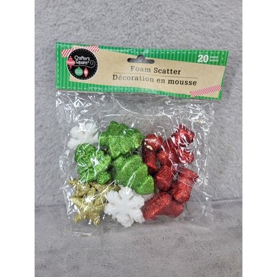 Crafters Square Foam Scatter Christmas Tree Snowflake Star Red Green Gold White