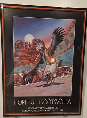 1994 Signed Anthony Honahnie print, Native American art,  Hopi Eagle Dancer,