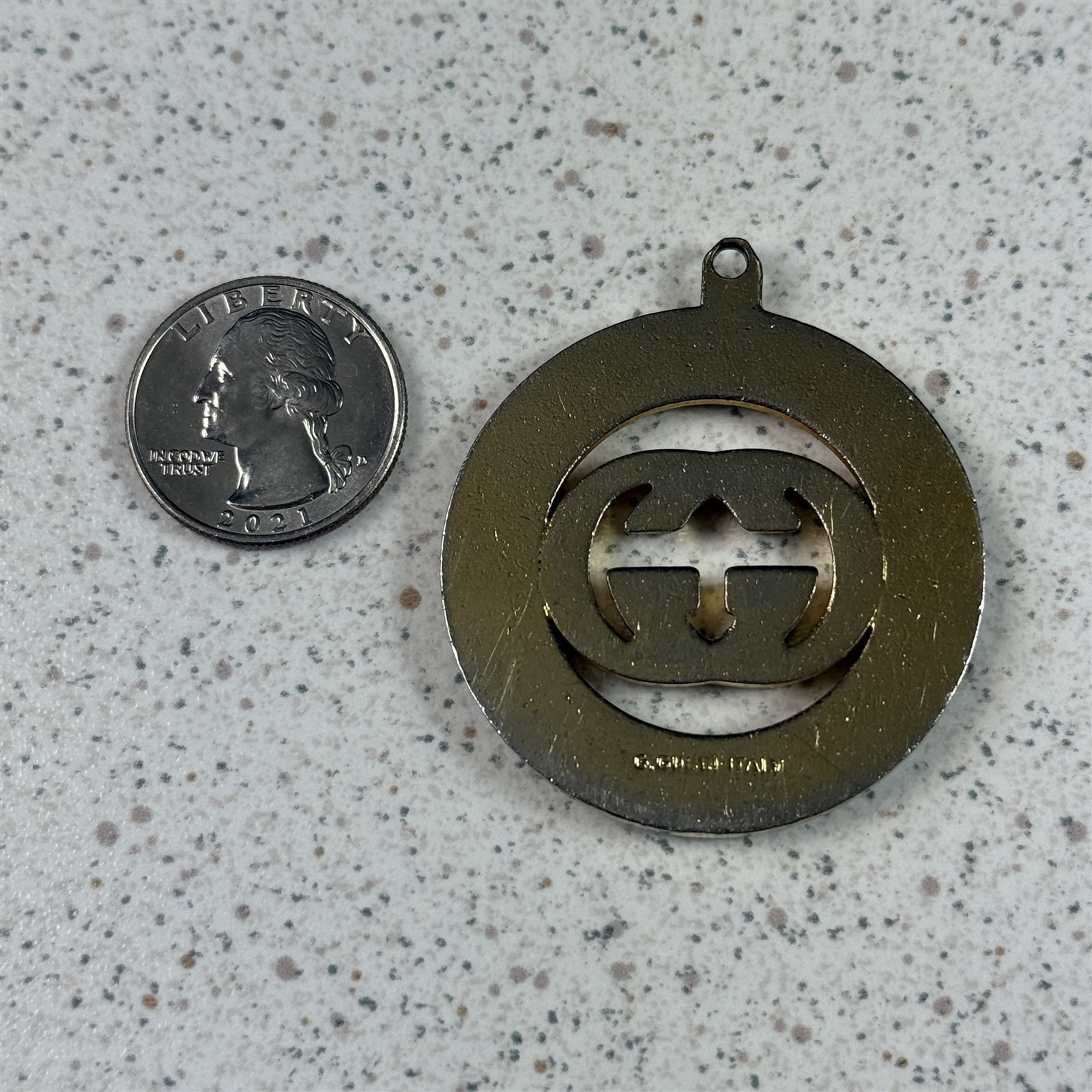 Authentic Vintage Gucci Double Interlocking G Black Ivory Pendant Charm Keychain thumbnail 3