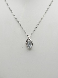 Sterling Silver Vintage Blue & White Topaz Teardrop Pendant Necklace 19"