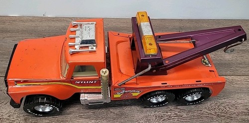 Vtg Nylint Big Pumpkin Wrecker Tow Truck Pressed Steel Orange 16”Lx6”H - Picture 8 of 8