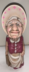 Vtg Ceramic Hillbilly Mountain Grandma Woman Handcrafted Smoky Mistr Figure