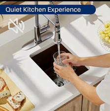Brown Undermount Single Bowl Kitchen Sink Granite Composite 12x15x8 1/4 Sound