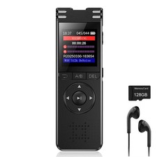 128GB Digital Voice Recorder with Playback Upgraded Activated Black