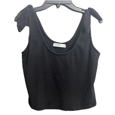 Arizona Jean Co Black Crop Top With Tie Shoulders Women's Size Medium