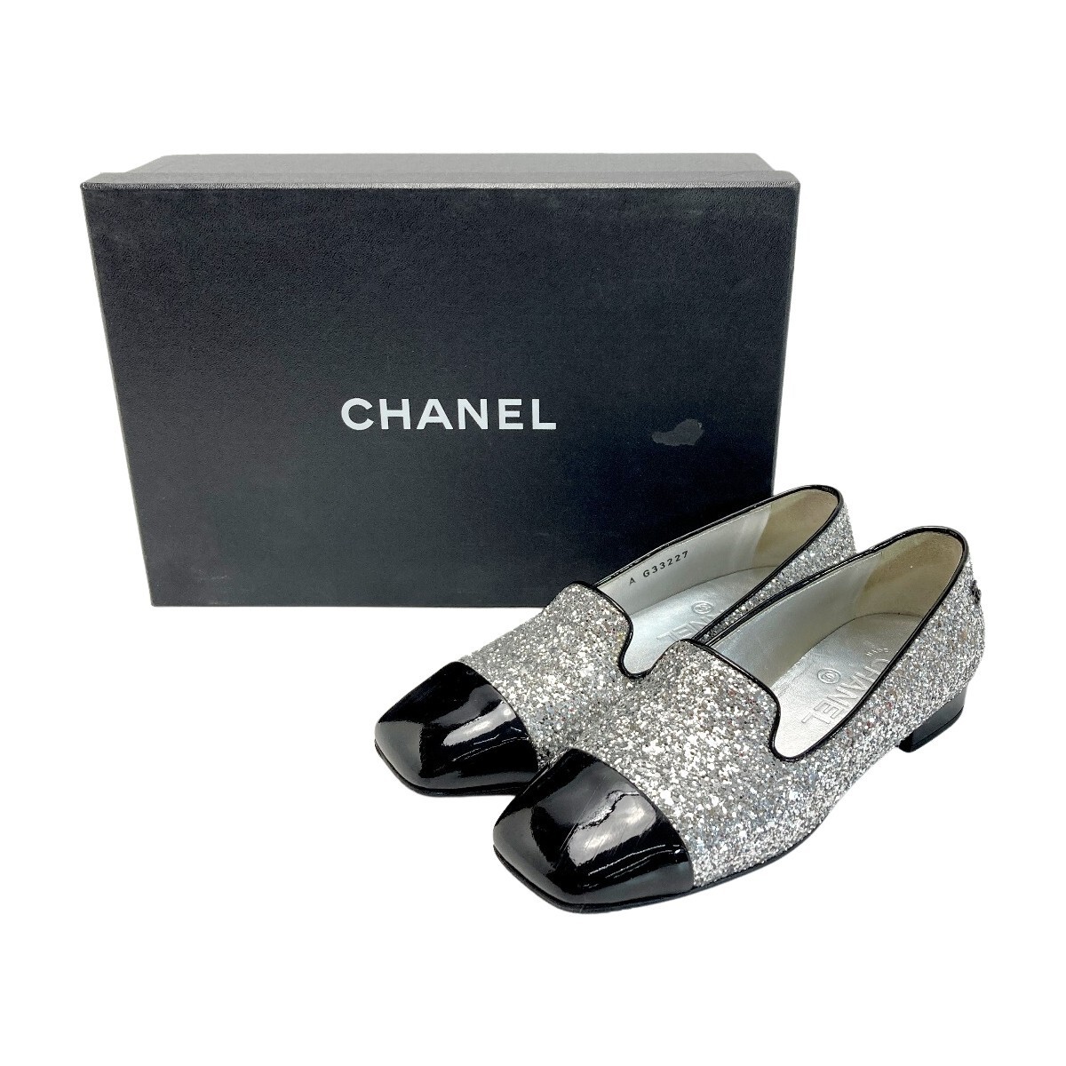 CHANEL glitter patent pumps size35 US5 black x silver women thumbnail 19