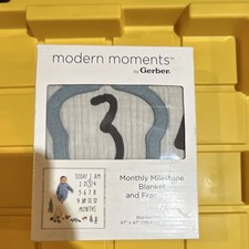 Gerber Baby Boy Monthly Milestone Blanket and Frame Set
