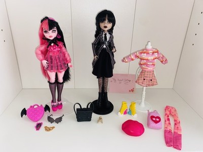 2 Monster High Core Draculaura Wednesday Dolls + Enid Sinclair Complete Outfit