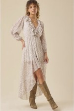 Altar'd State Women's Floral Ivory Maxi Dress Long Sleeve Size XS NWT