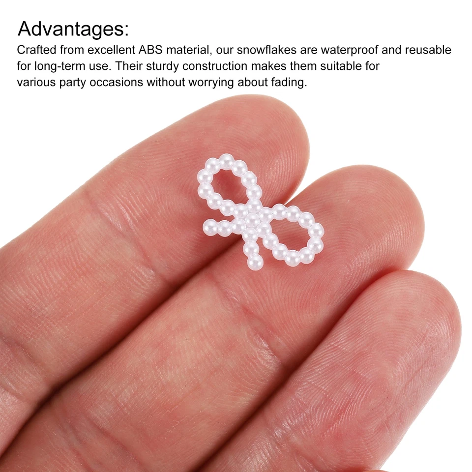 100 Pcs Tiny Glitter Christmas Bows ABS Pearl-like Bow White Garland Foto 3 de 4