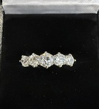 ❌ Antique Five Stone 0.75ct Old Cut Natural Diamond Platinum Half Eternity Ring 